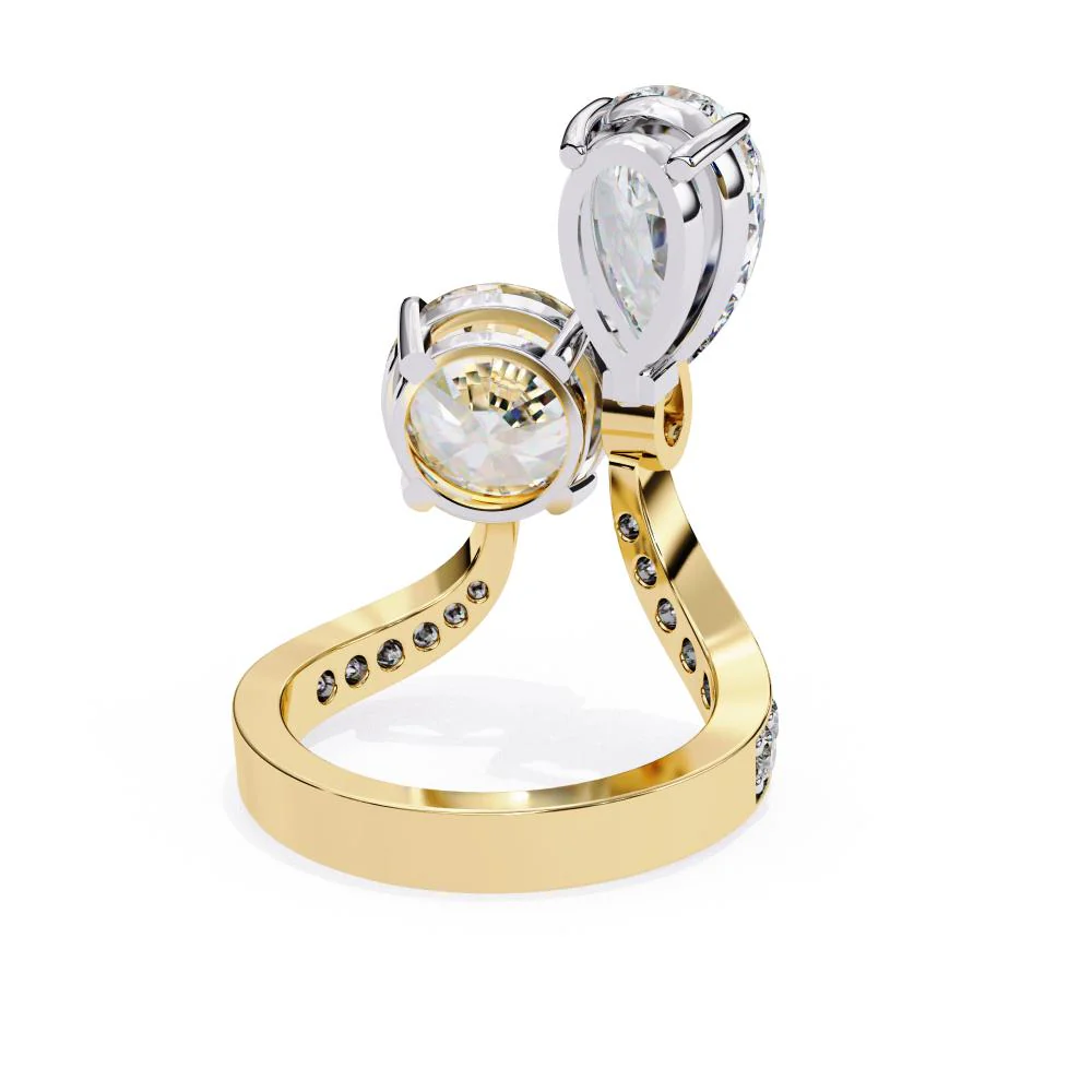 Pear & Round Toi Et Moi Vintage Engagement Ring - Image 6