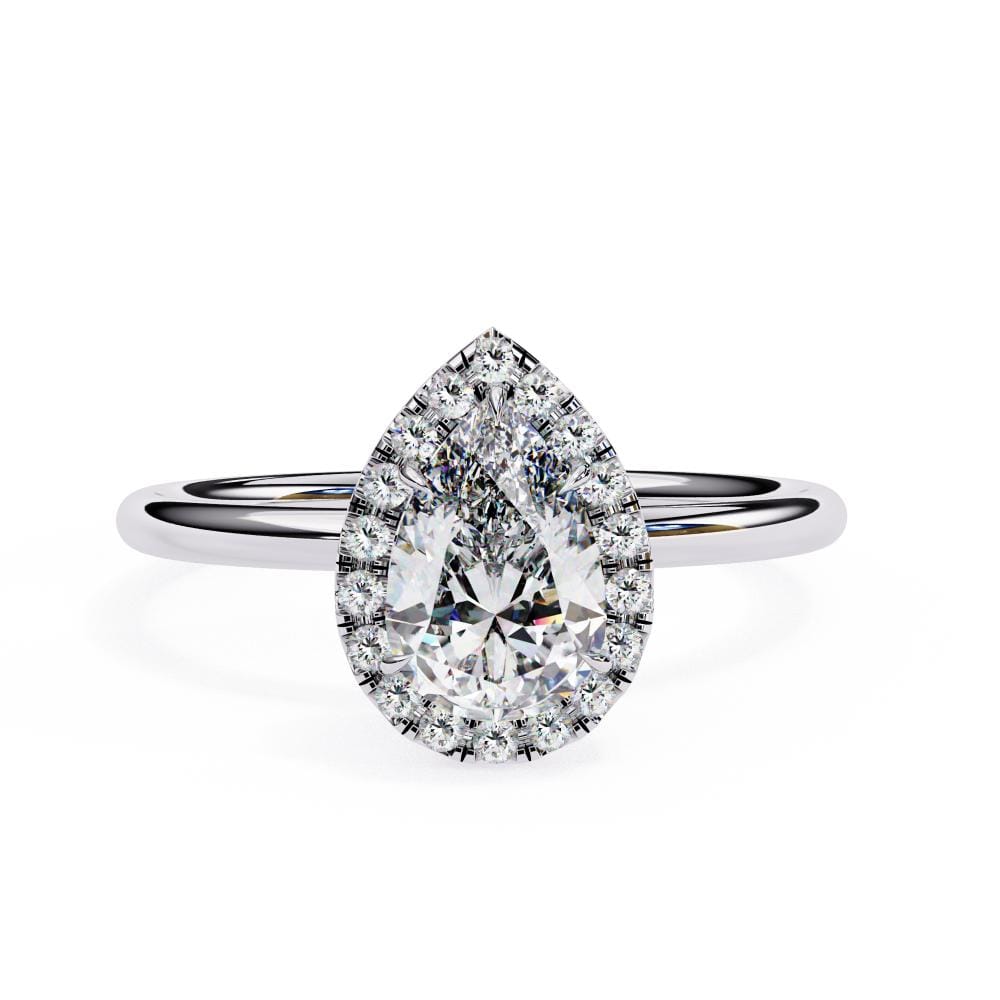 Pear Solitaire with Halo Engagement ring - Image 3