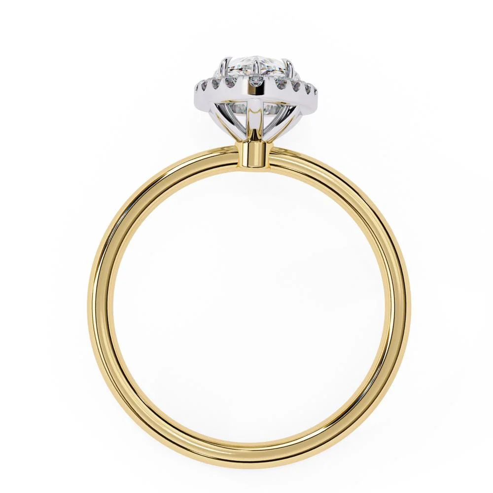 Pear Solitaire with Halo Engagement ring - Image 6
