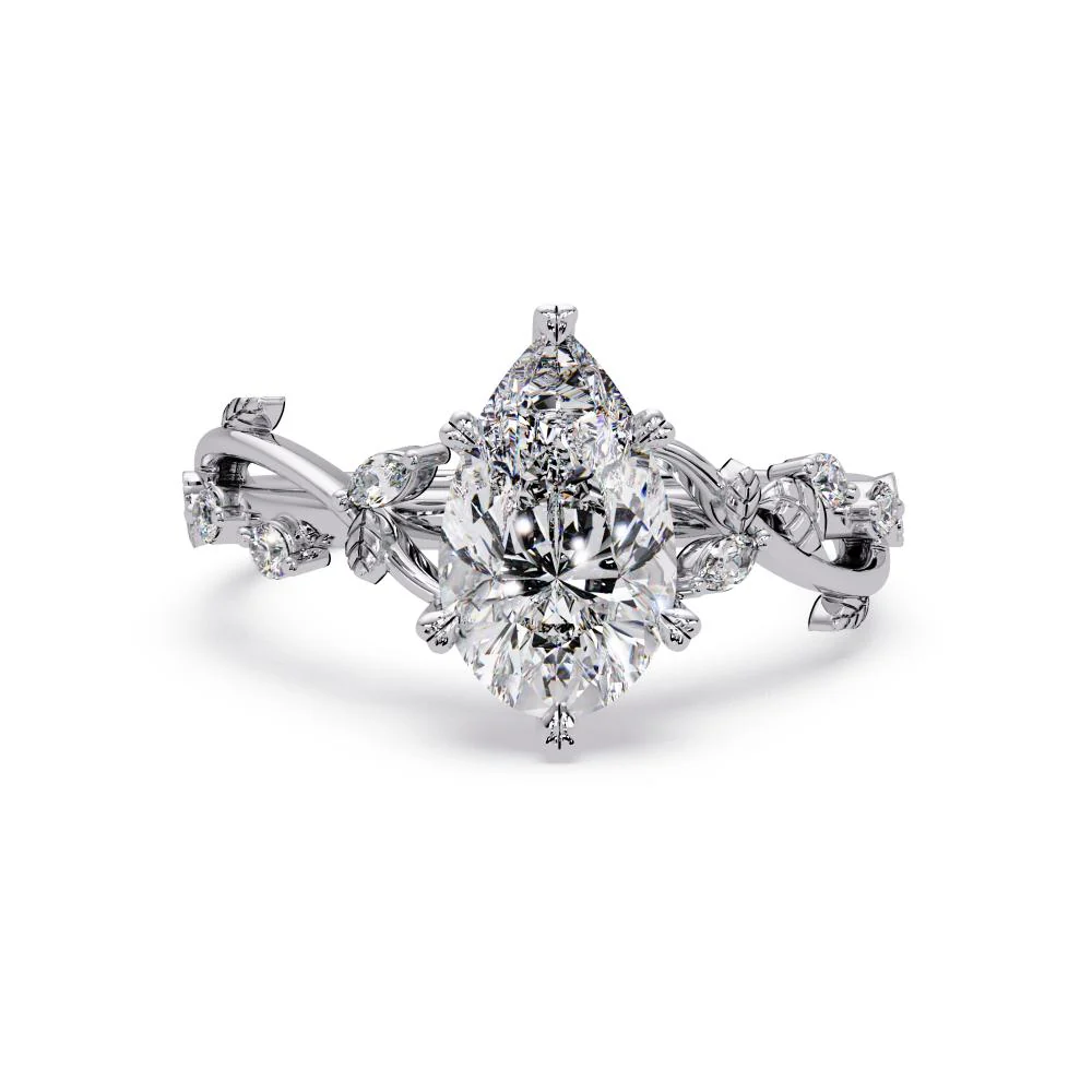 Pear shaped Nature inspired Engagement Ring - Image 3