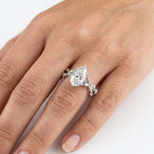 Pear shaped Nature inspired Engagement Ring - Image 4