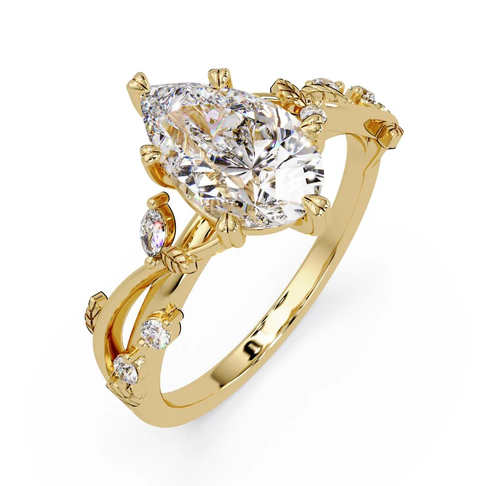 Pear shaped Nature inspired Engagement Ring - Image 7
