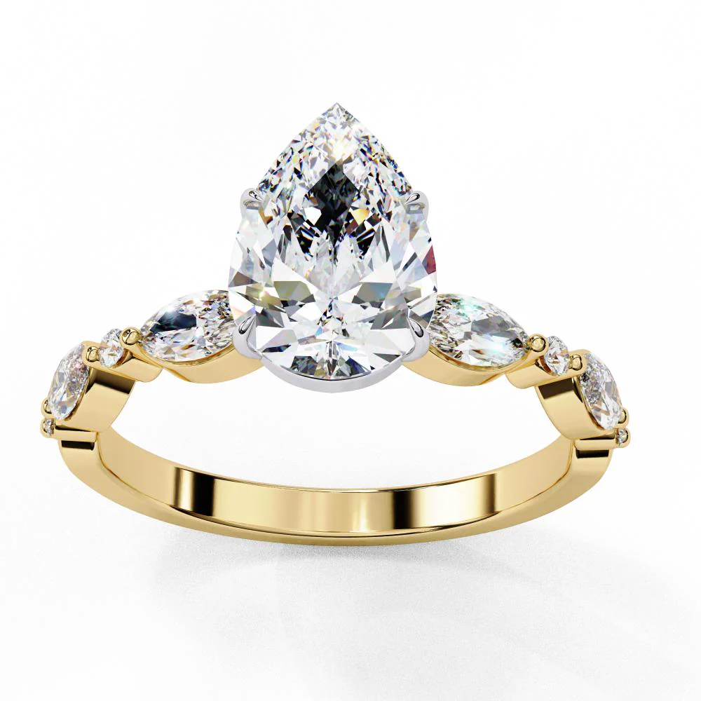 Pear Solitaire With Accent Engagement Ring - Image 5