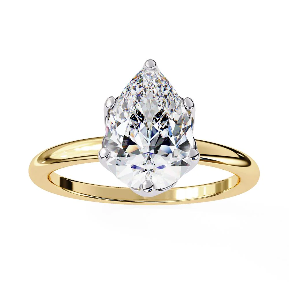 Pear Solitaire with Lotus Flower Prong Engagement Ring - Image 5