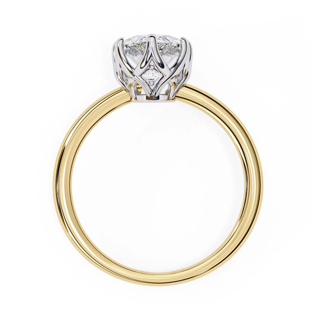 Pear Solitaire with Lotus Flower Prong Engagement Ring - Image 6