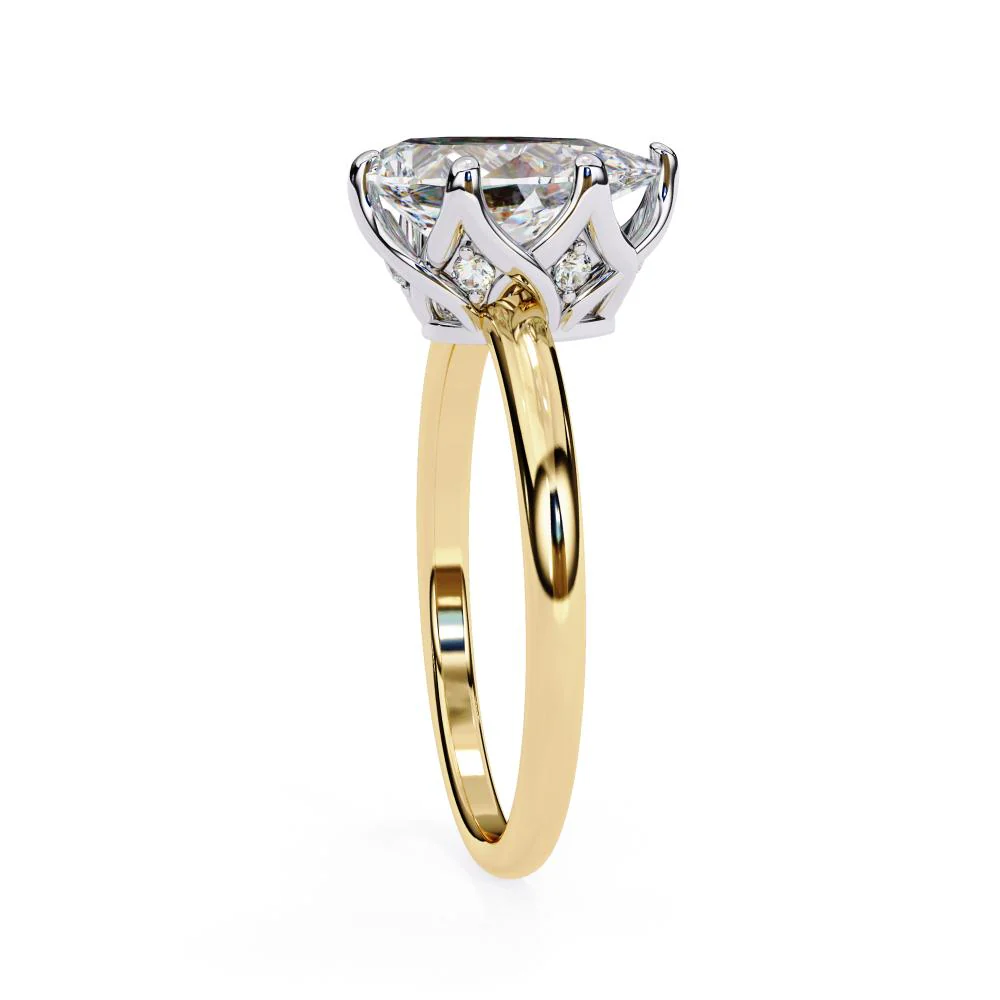 Pear Solitaire with Lotus Flower Prong Engagement Ring - Image 7
