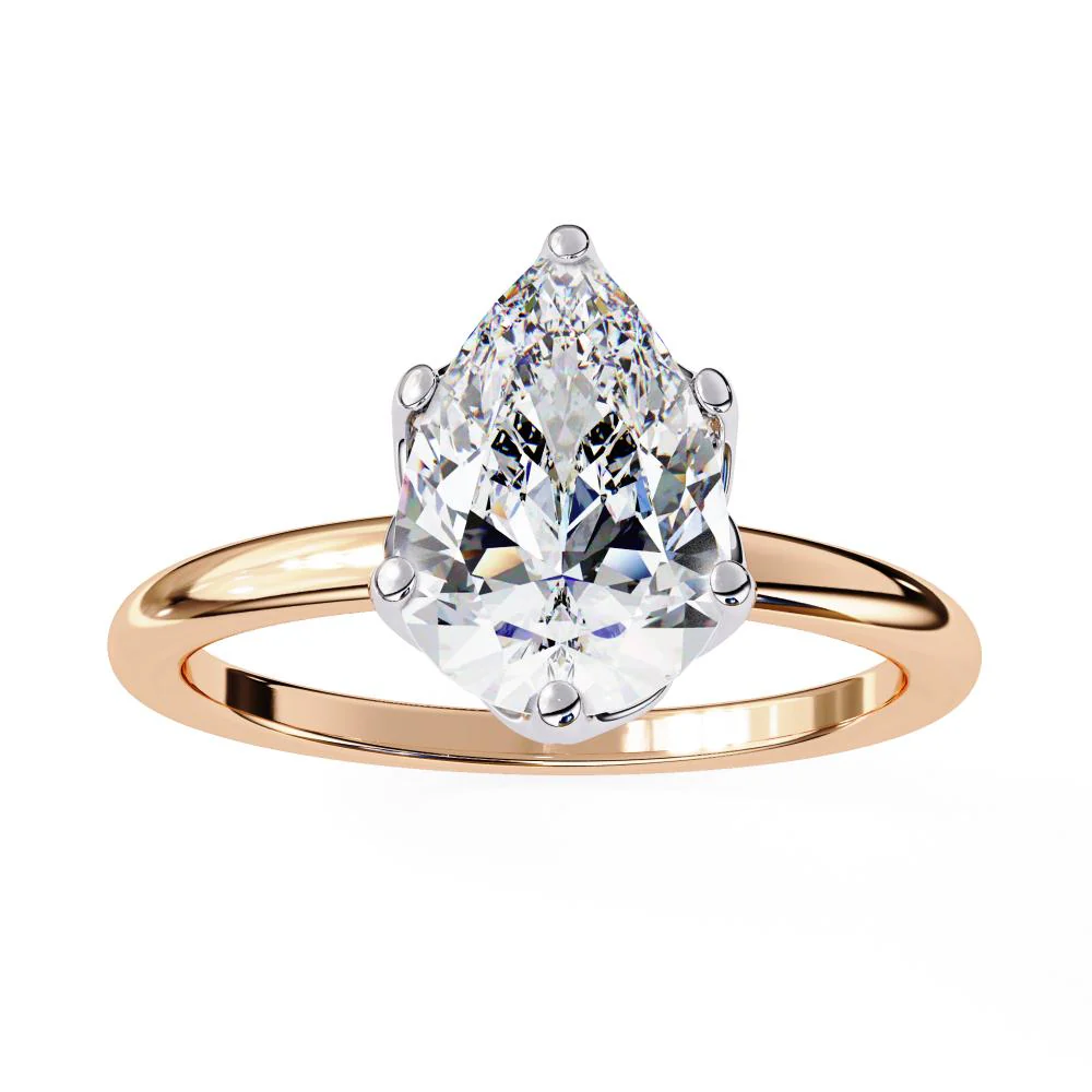 Pear Solitaire with Lotus Flower Prong Engagement Ring - Image 8