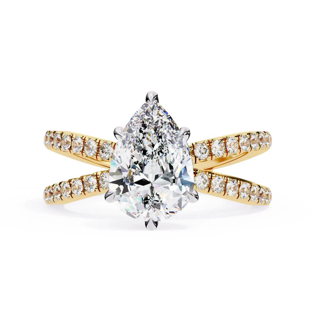 Pear Split Shank Engagement Ring