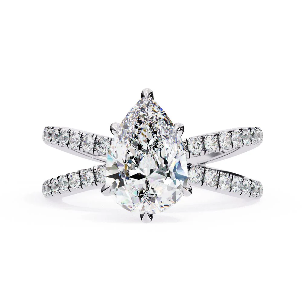 Pear Split Shank Engagement Ring - Image 3