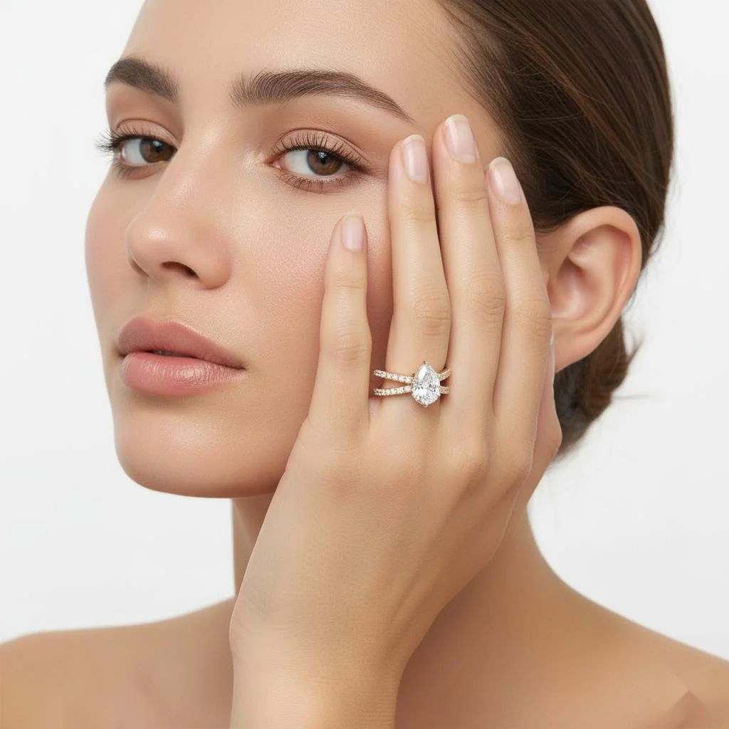 Pear Split Shank Engagement Ring - Image 4