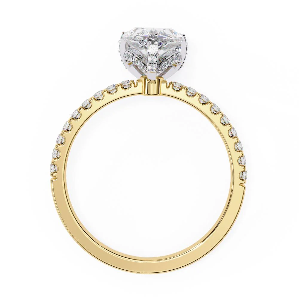 Pear Unique Hidden Halo with Pave Engagement Ring - Image 6