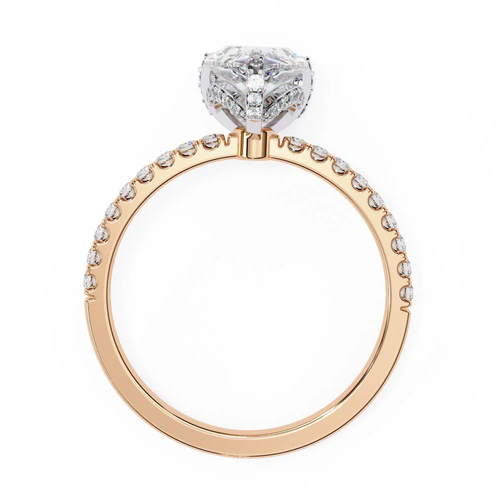 Pear Unique Hidden Halo with Pave Engagement Ring - Image 8