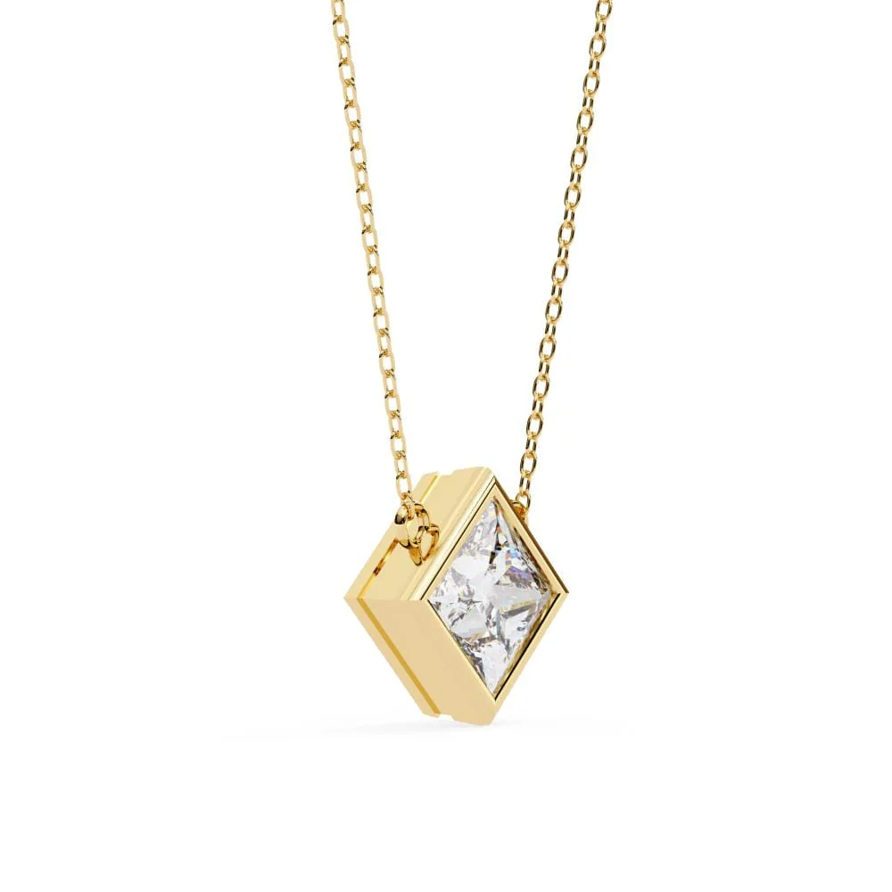 Princess Bezel Set Pendant with Chain - Image 6