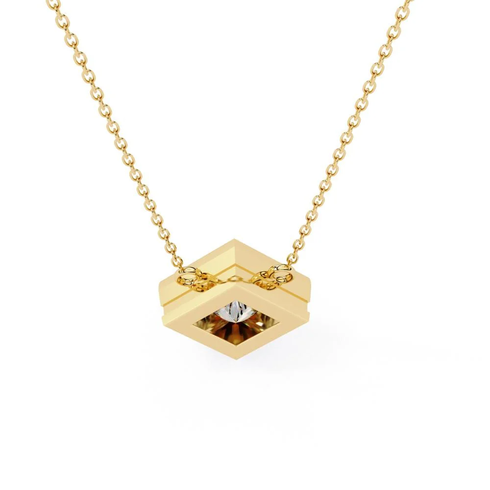 Princess Bezel Set Pendant with Chain - Image 7