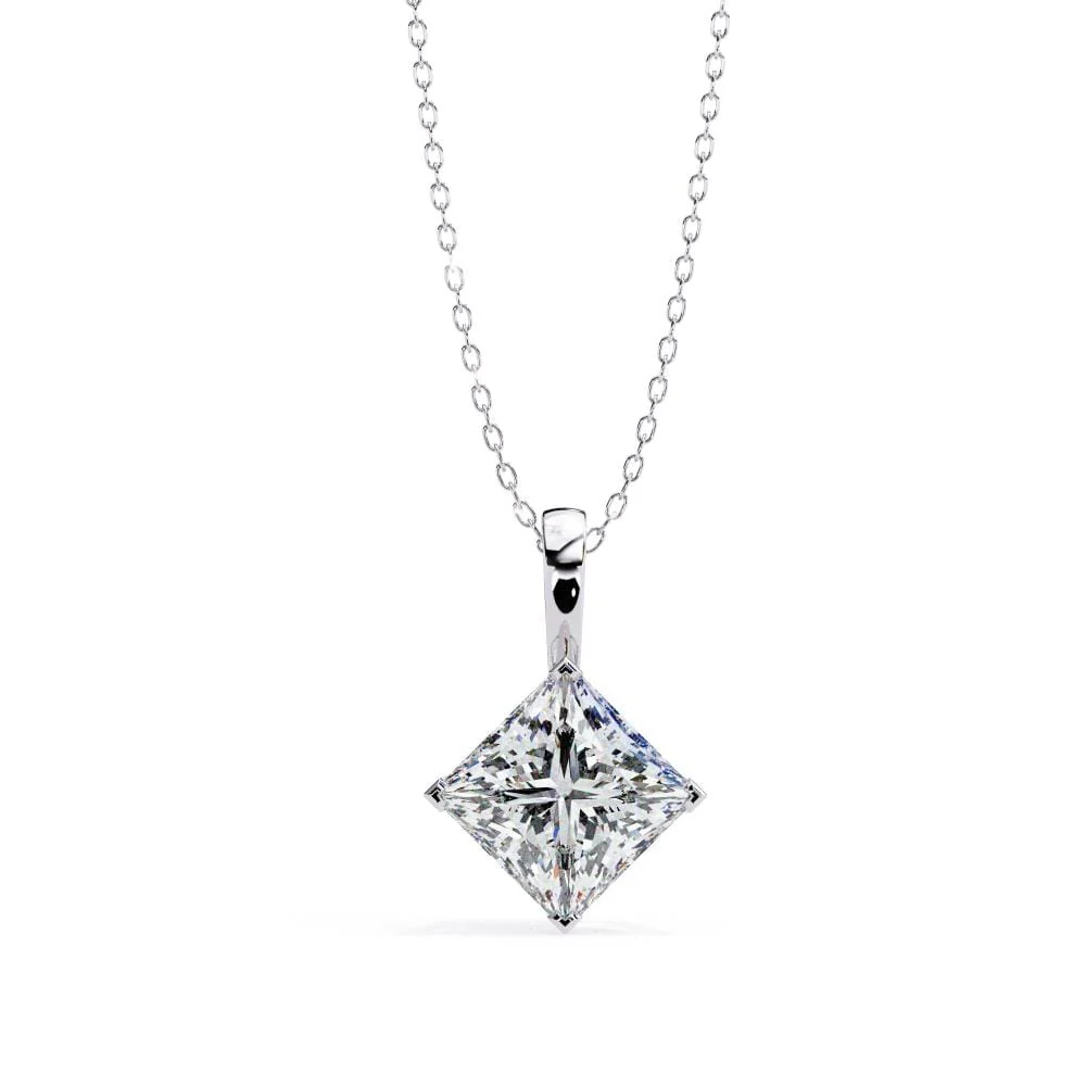 Princess Solitaire pendant with Chain - Image 3