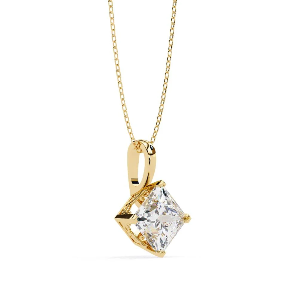 Princess Solitaire pendant with Chain - Image 6