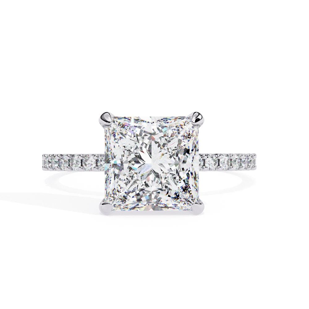 Princess Hidden Halo with Pave Engagement ring - Image 3