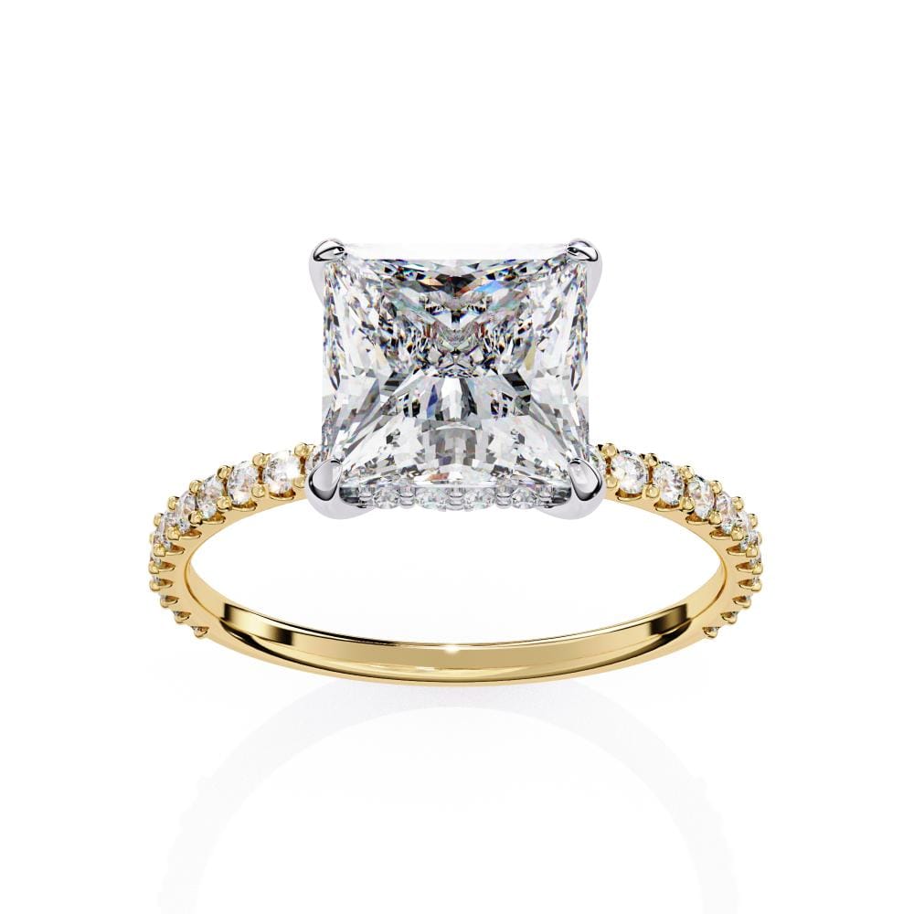 Princess Hidden Halo with Pave Engagement ring - Image 5
