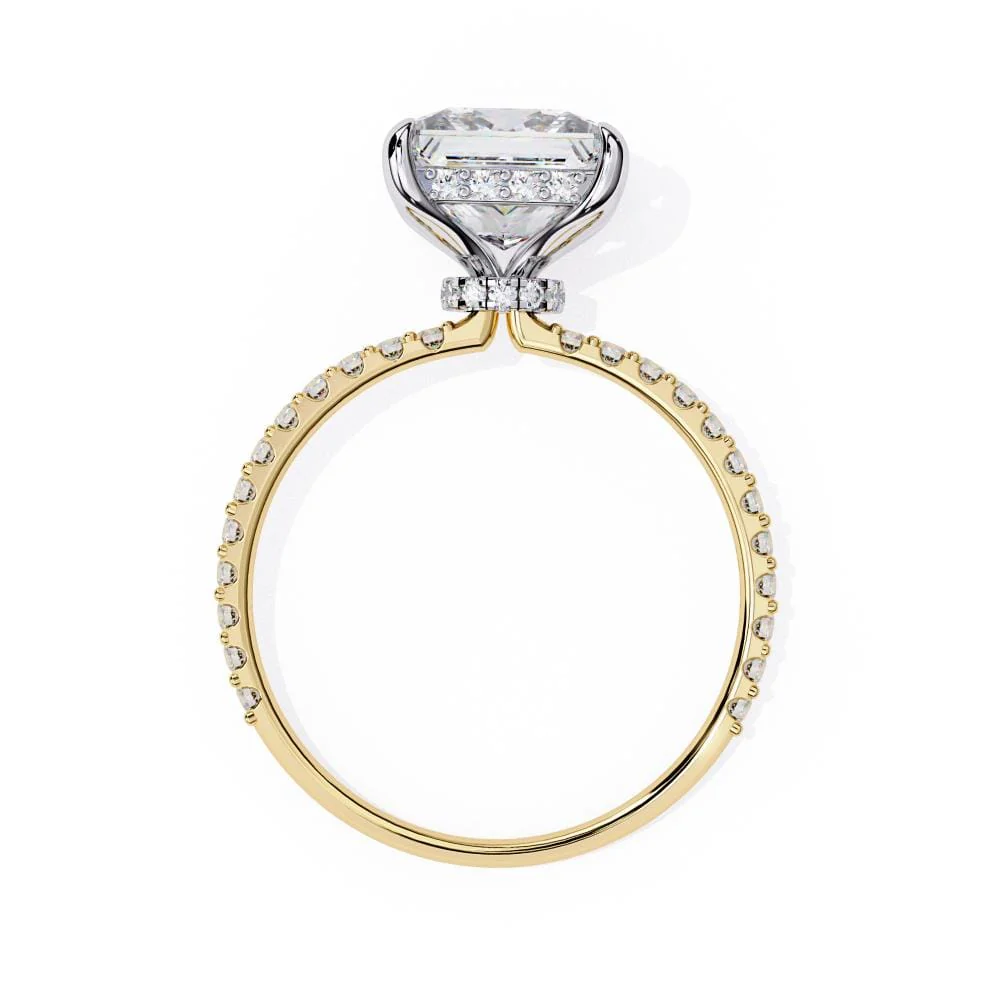 Princess Hidden Halo with Pave Engagement ring - Image 6
