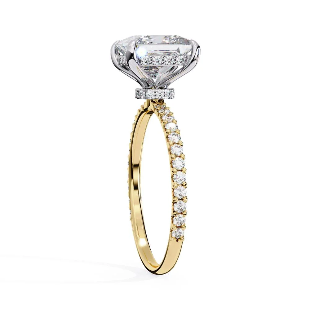 Princess Hidden Halo with Pave Engagement ring - Image 7