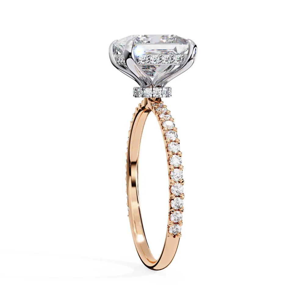 Princess Hidden Halo with Pave Engagement ring - Image 8
