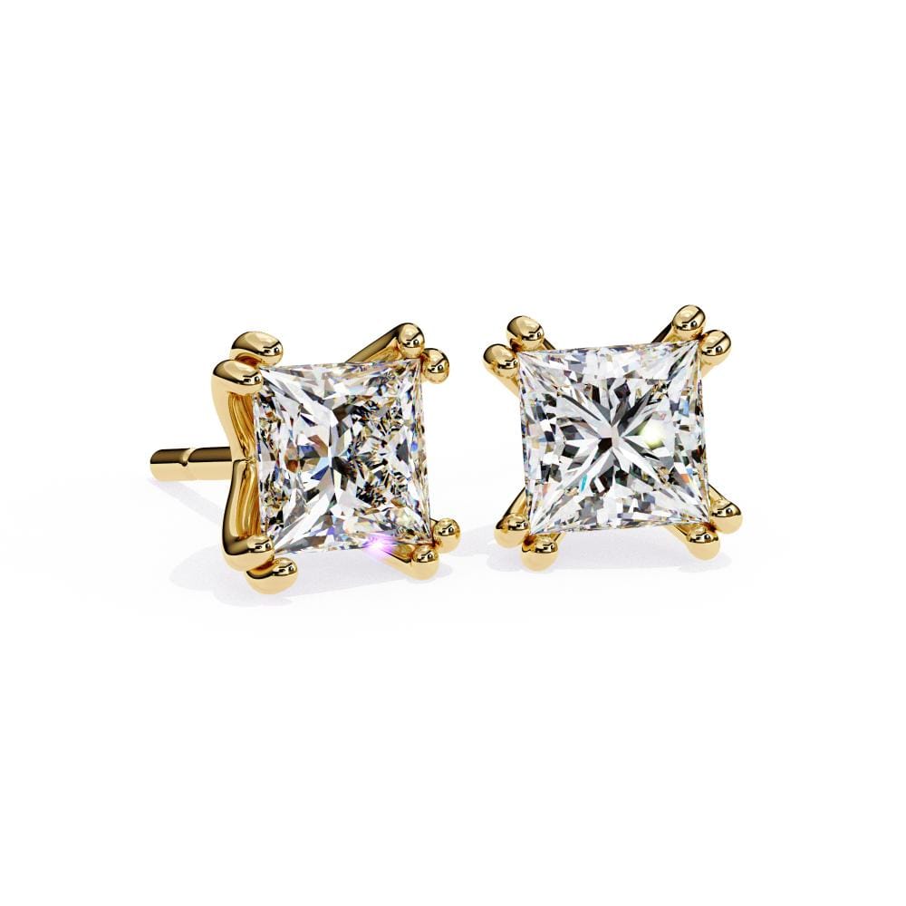 Princess Double Claw Prong Stud Earrings - Image 6