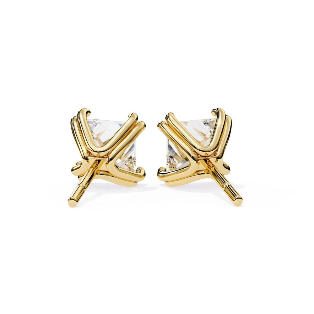 Princess Double Claw Prong Stud Earrings - Image 7