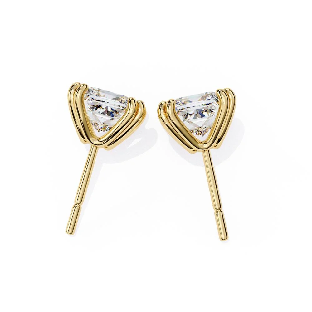 Princess Double Claw Prong Stud Earrings - Image 8