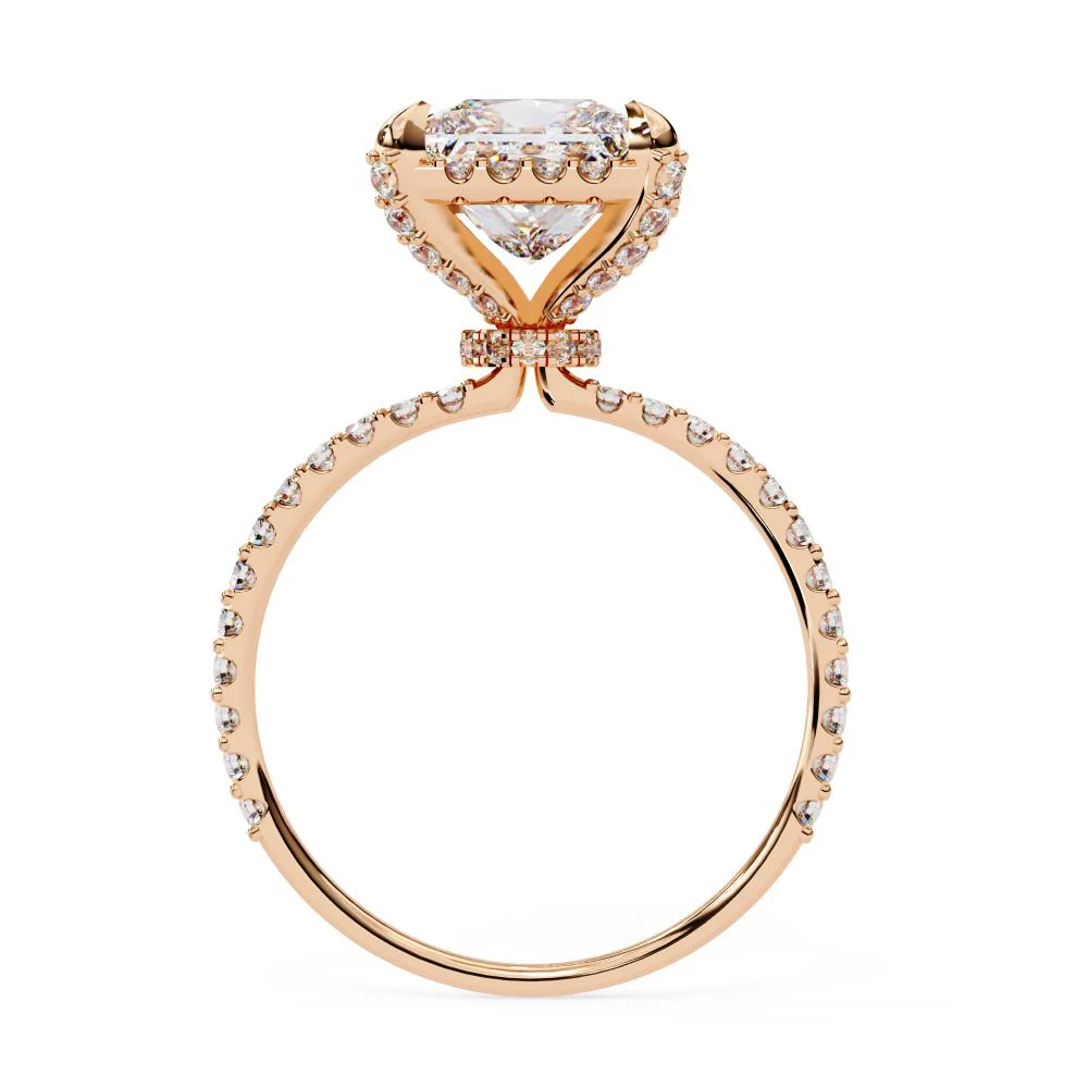 Princess Halo with Pave Engagement ring - Image 8