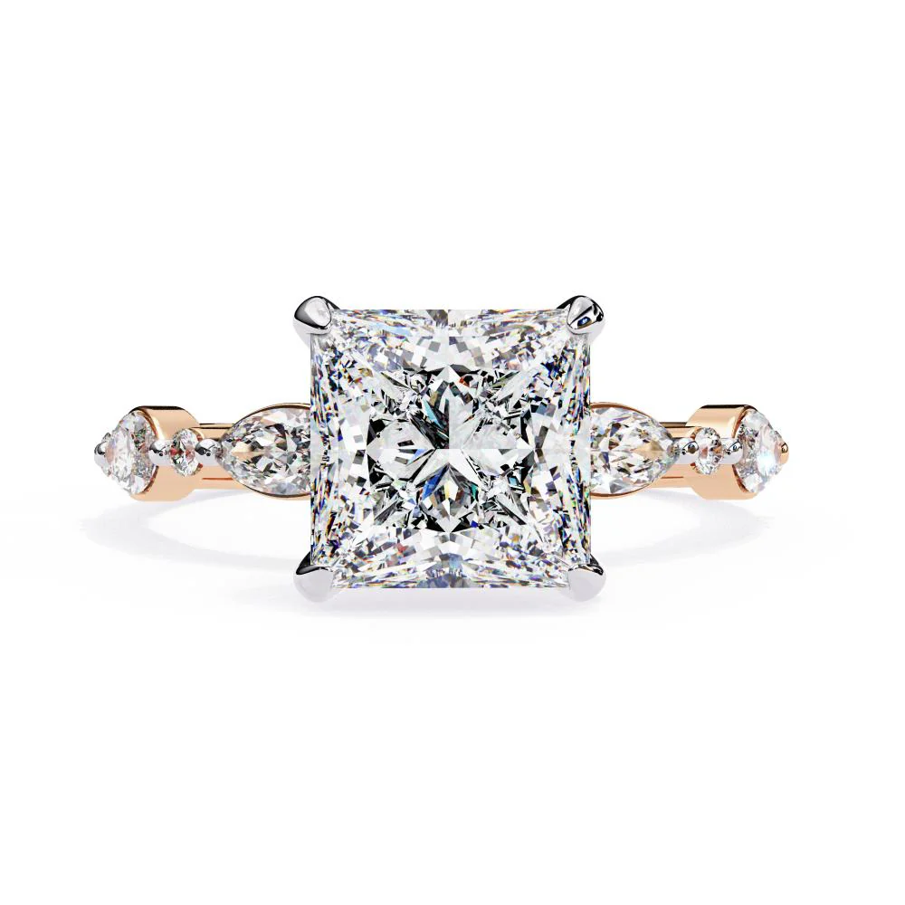 Princess Hidden Halo with Accent Stone Engagement Ring - Image 2