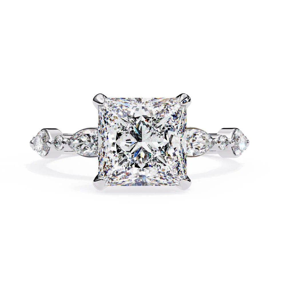 Princess Hidden Halo with Accent Stone Engagement Ring - Image 3