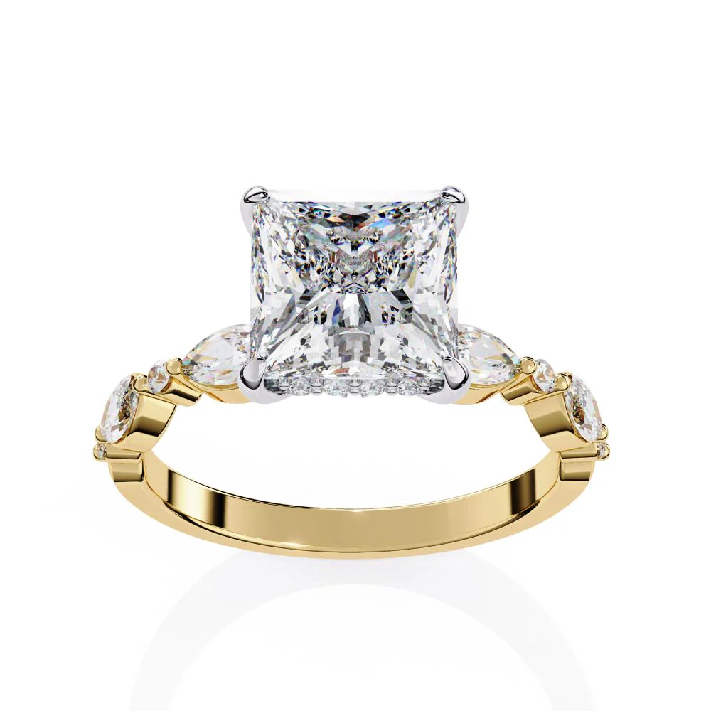 Princess Hidden Halo with Accent Stone Engagement Ring - Image 5