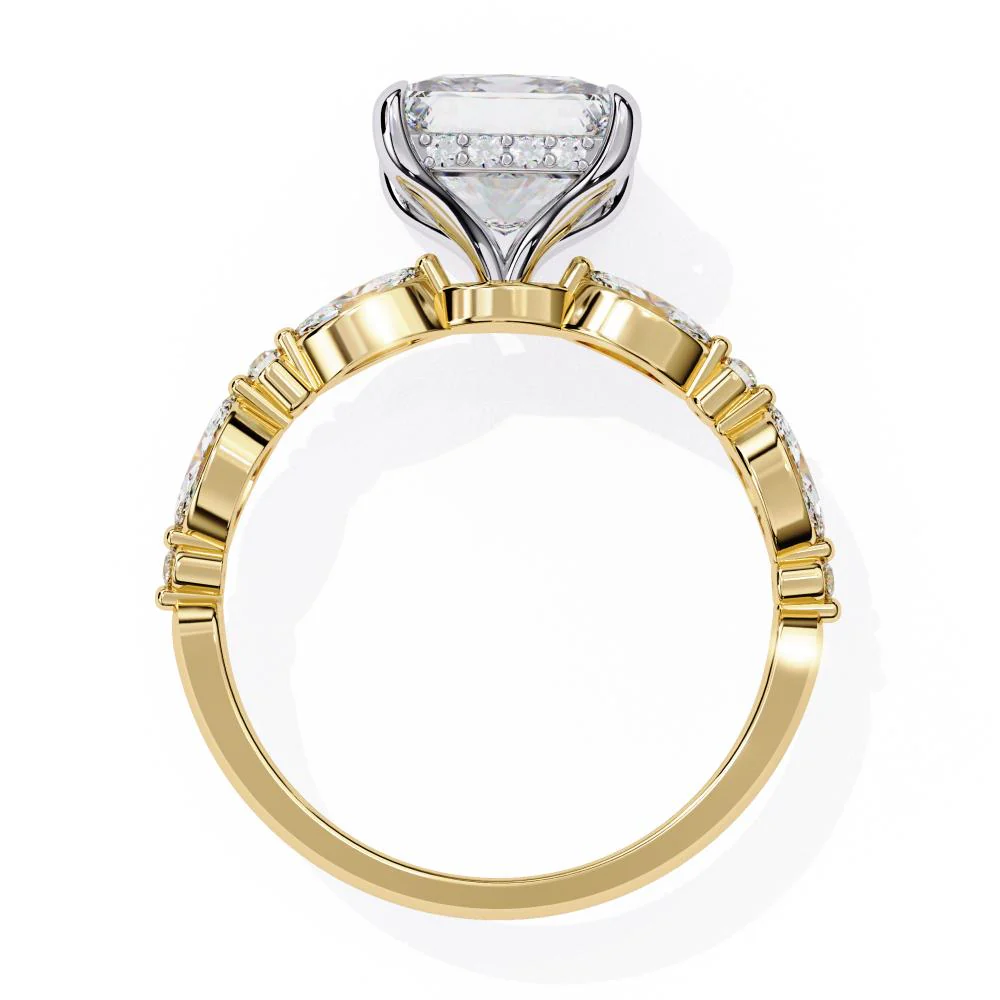 Princess Hidden Halo with Accent Stone Engagement Ring - Image 6