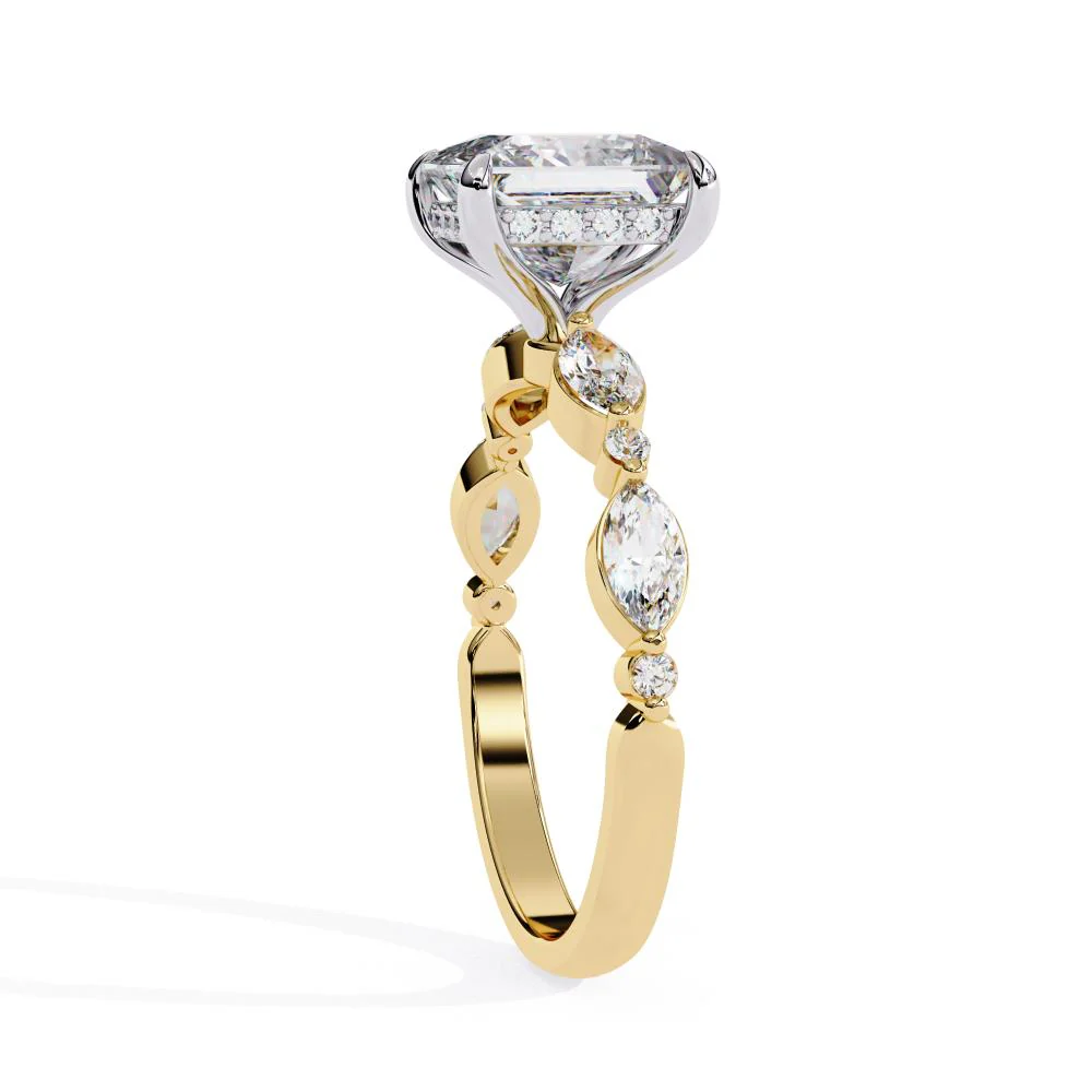 Princess Hidden Halo with Accent Stone Engagement Ring - Image 7