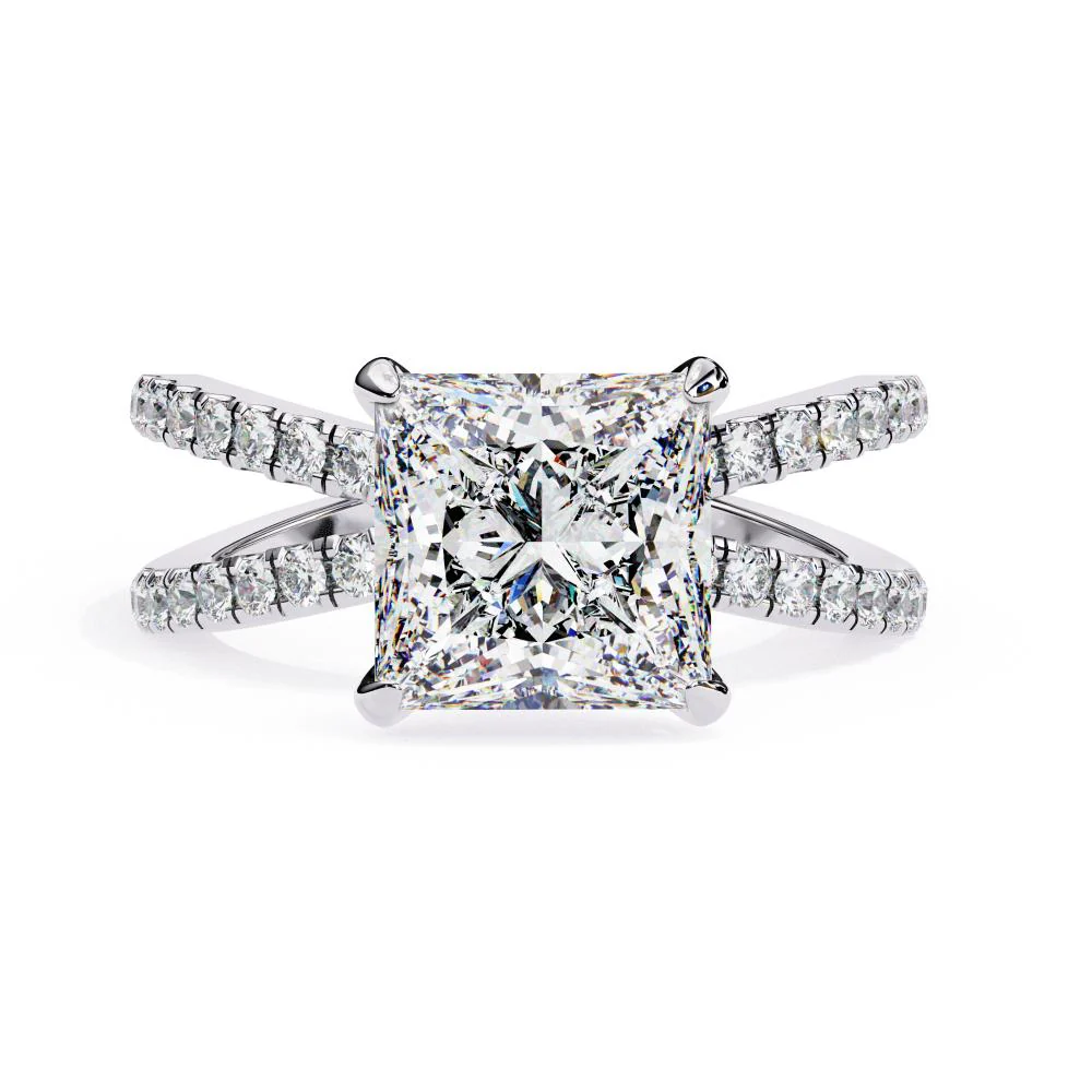 Princess Hidden Halo with Split Shank Engagement Ring - Image 3