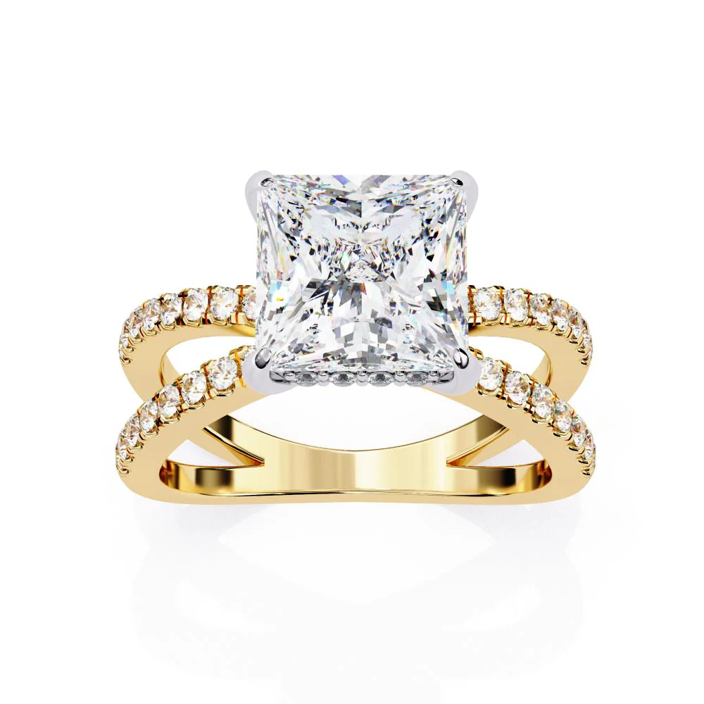 Princess Hidden Halo with Split Shank Engagement Ring - Image 5