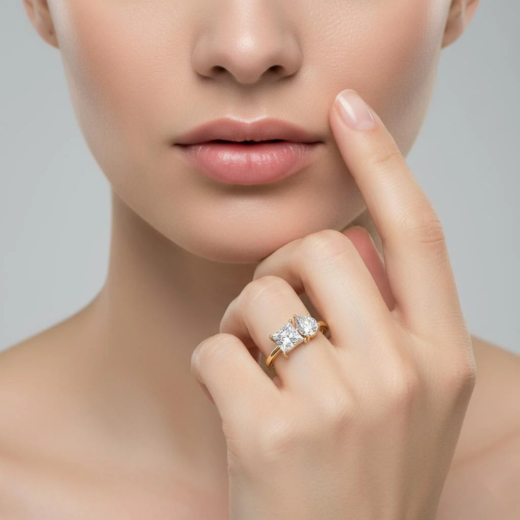 Princess & Pear Toi Et Moi Engagement ring - Image 4