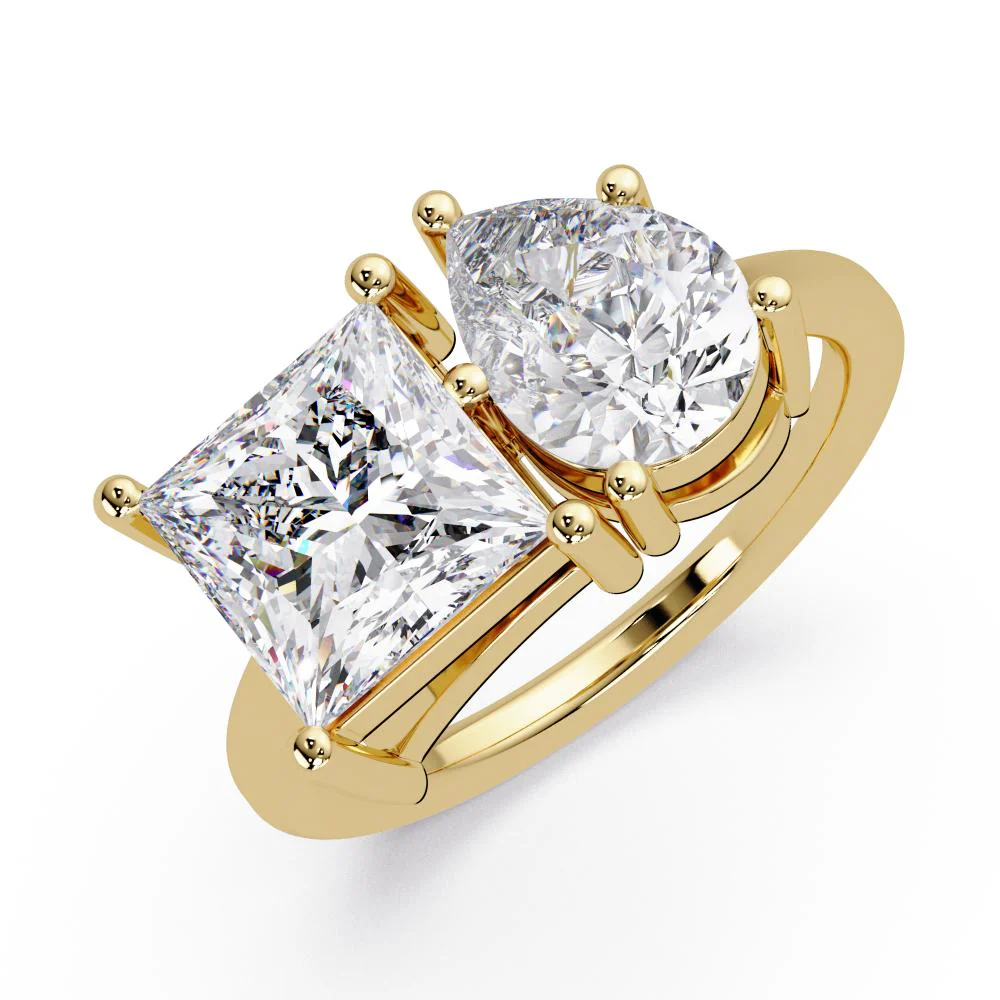 Princess & Pear Toi Et Moi Engagement ring - Image 5