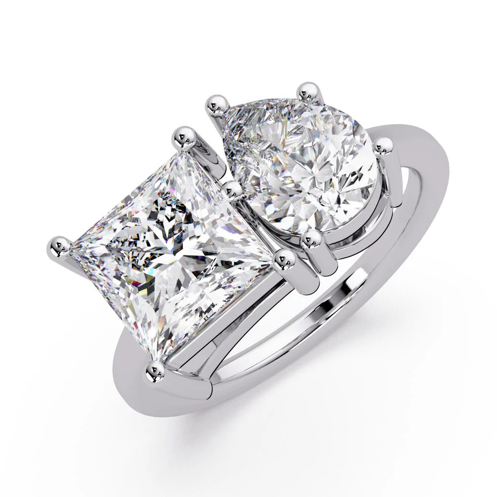 Princess & Pear Toi Et Moi Engagement ring - Image 8