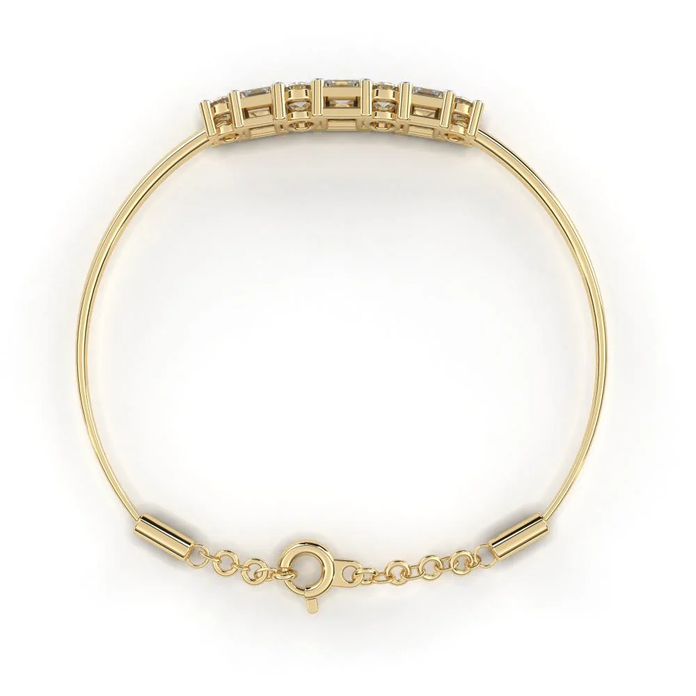 Princess & Round Moissanite Bangle Bracelet - Image 4