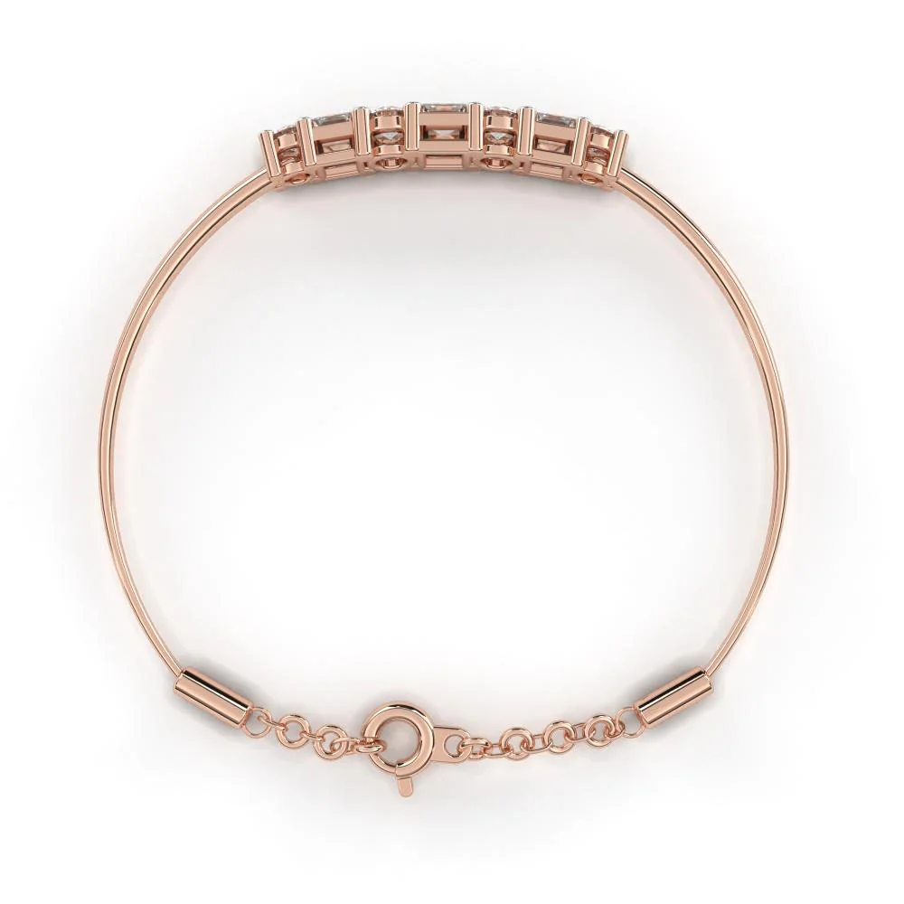 Princess & Round Moissanite Bangle Bracelet - Image 6