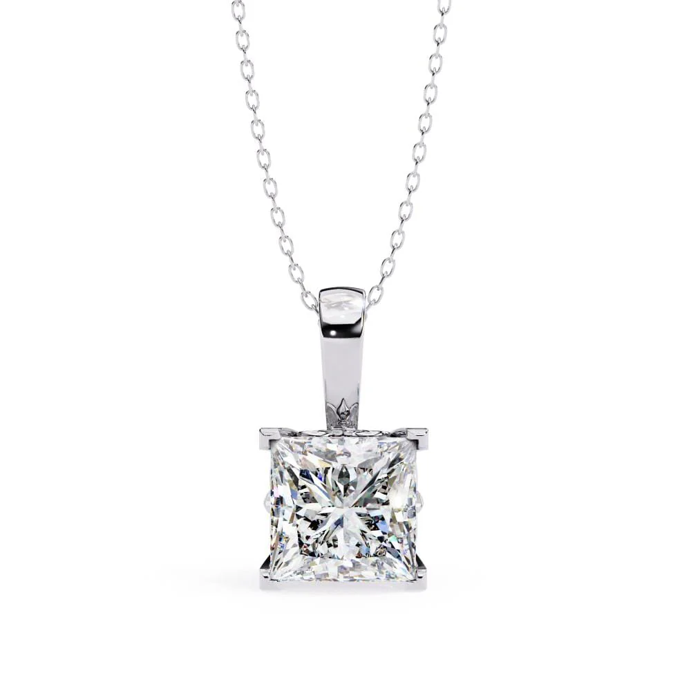 Princess solitaire embody prong pendant with chain - Image 3