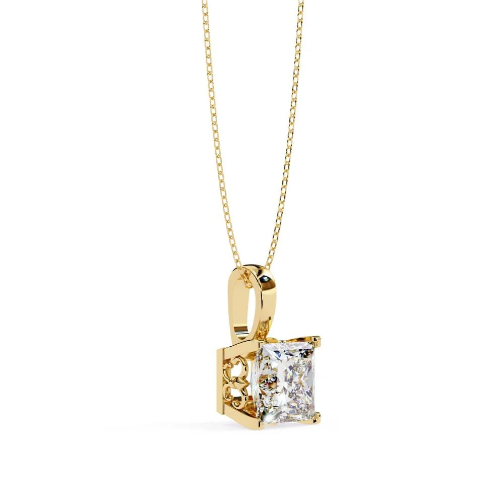 Princess solitaire embody prong pendant with chain - Image 6