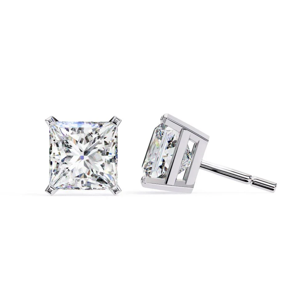 Princess Solitaire Stud Earrings - Image 3