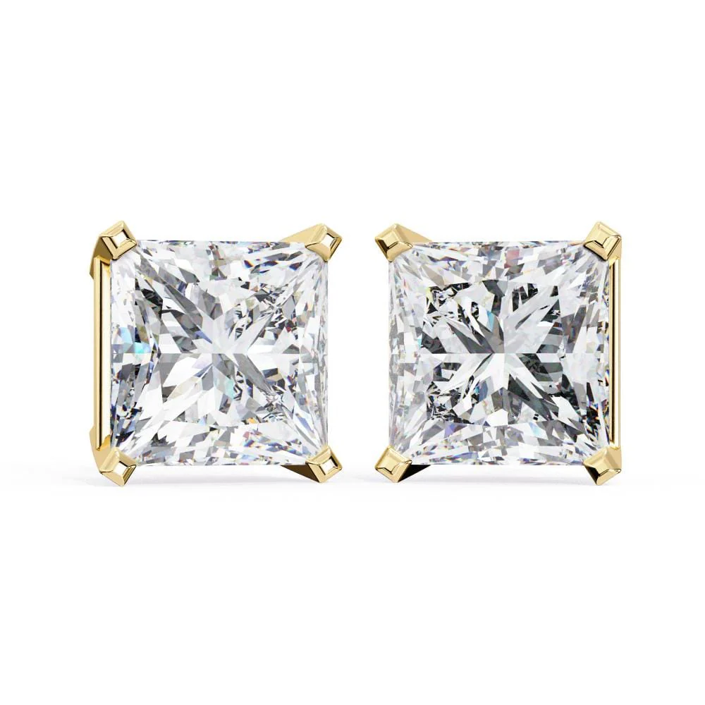 Princess Solitaire Stud Earrings - Image 5
