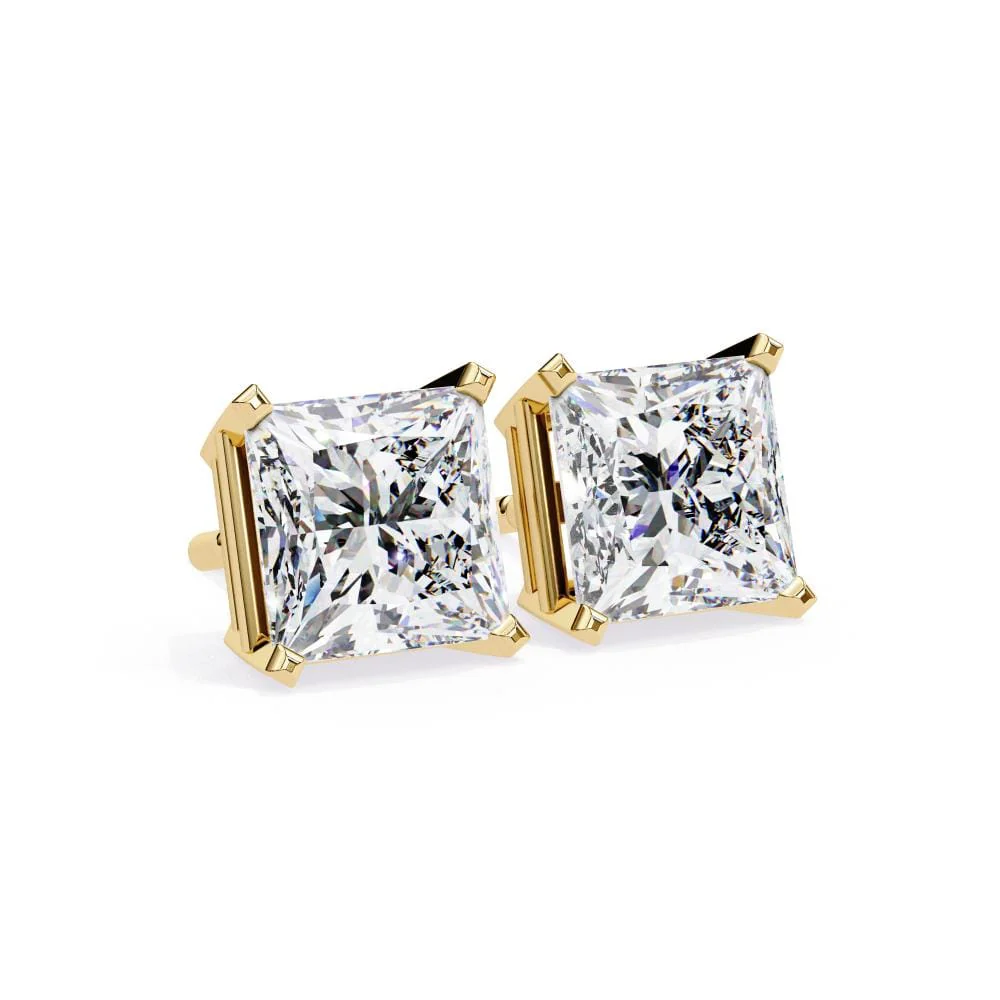 Princess Solitaire Stud Earrings - Image 6