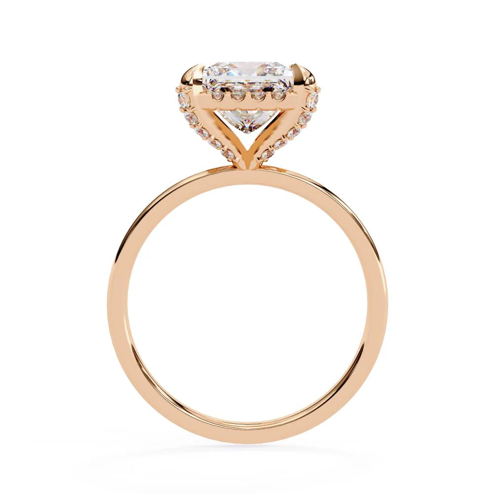Princess Solitaire with Halo Engagement ring - Image 8