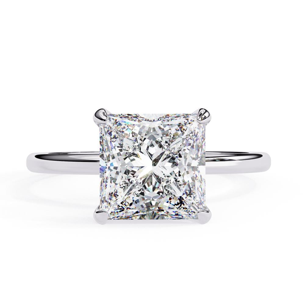 Princess Solitaire with Hidden Halo Engagement ring - Image 3
