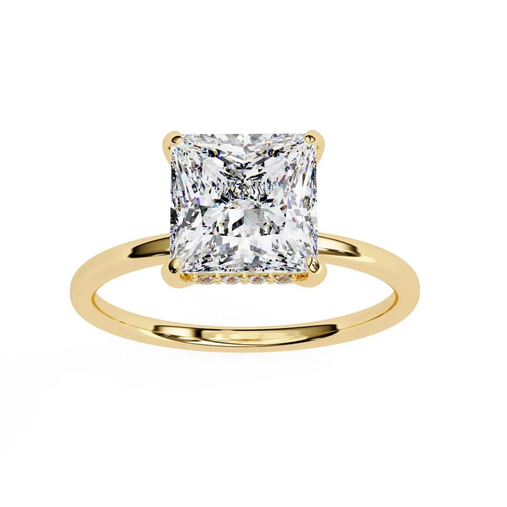 Princess Solitaire with Hidden Halo Engagement ring - Image 5