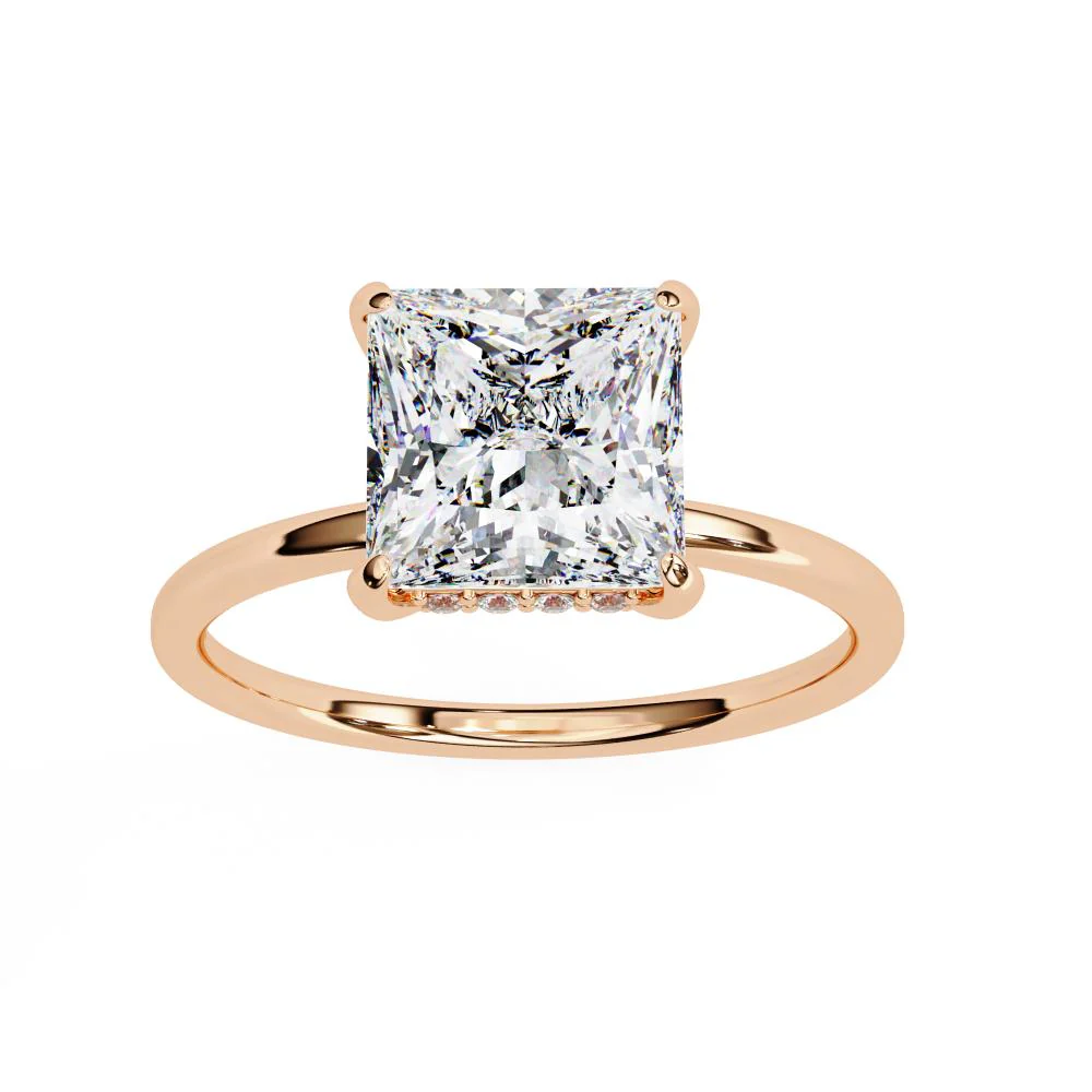 Princess Solitaire with Hidden Halo Engagement ring - Image 8